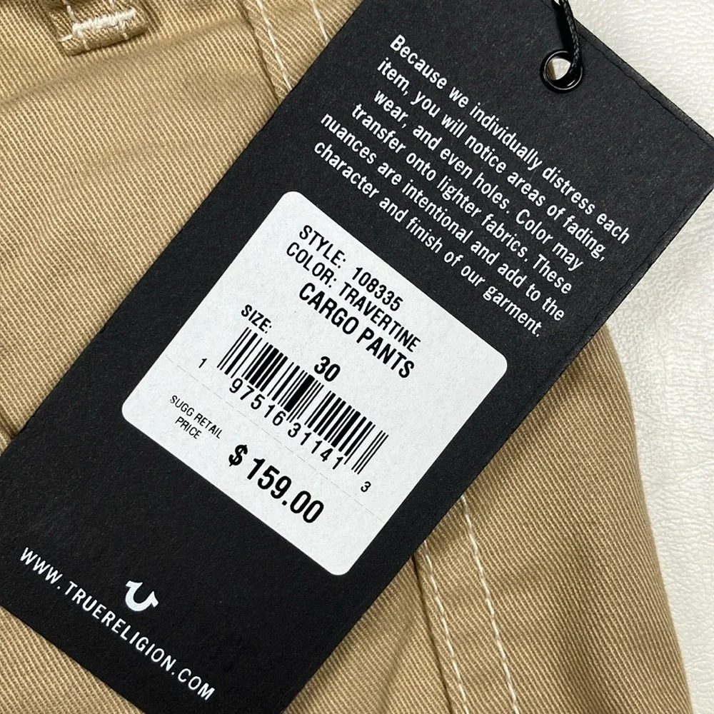 True Religion Cargo Pants Khaki Travertine NWT